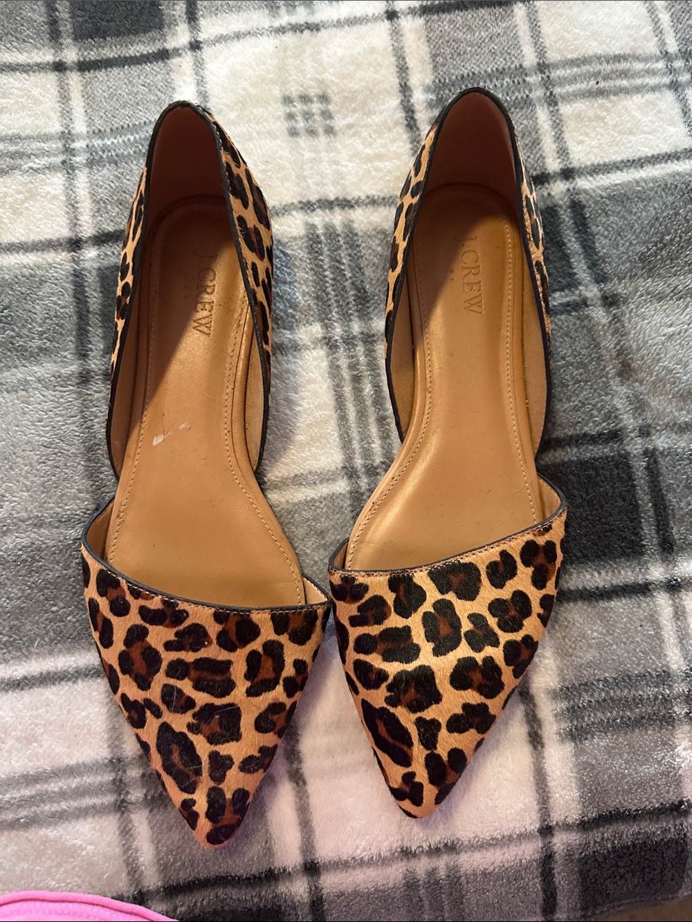J. Crew Leopard Print Pointed D'Orsay Flats - Tan/Black worn twice no flaws
